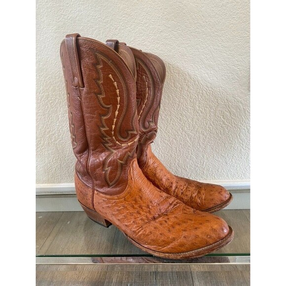 Lucchese 2000 Classics Mens 12-D Carmel Full Quill Exotic Ostrich T4034R4 - Picture 4 of 7
